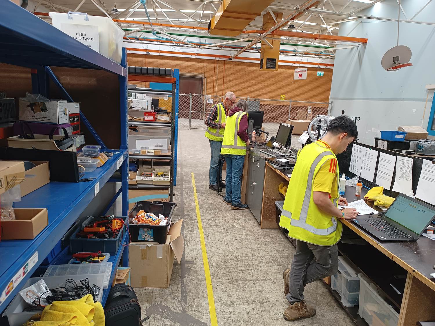 Parts shelving and workbenches in our Broadmeadows warehouse