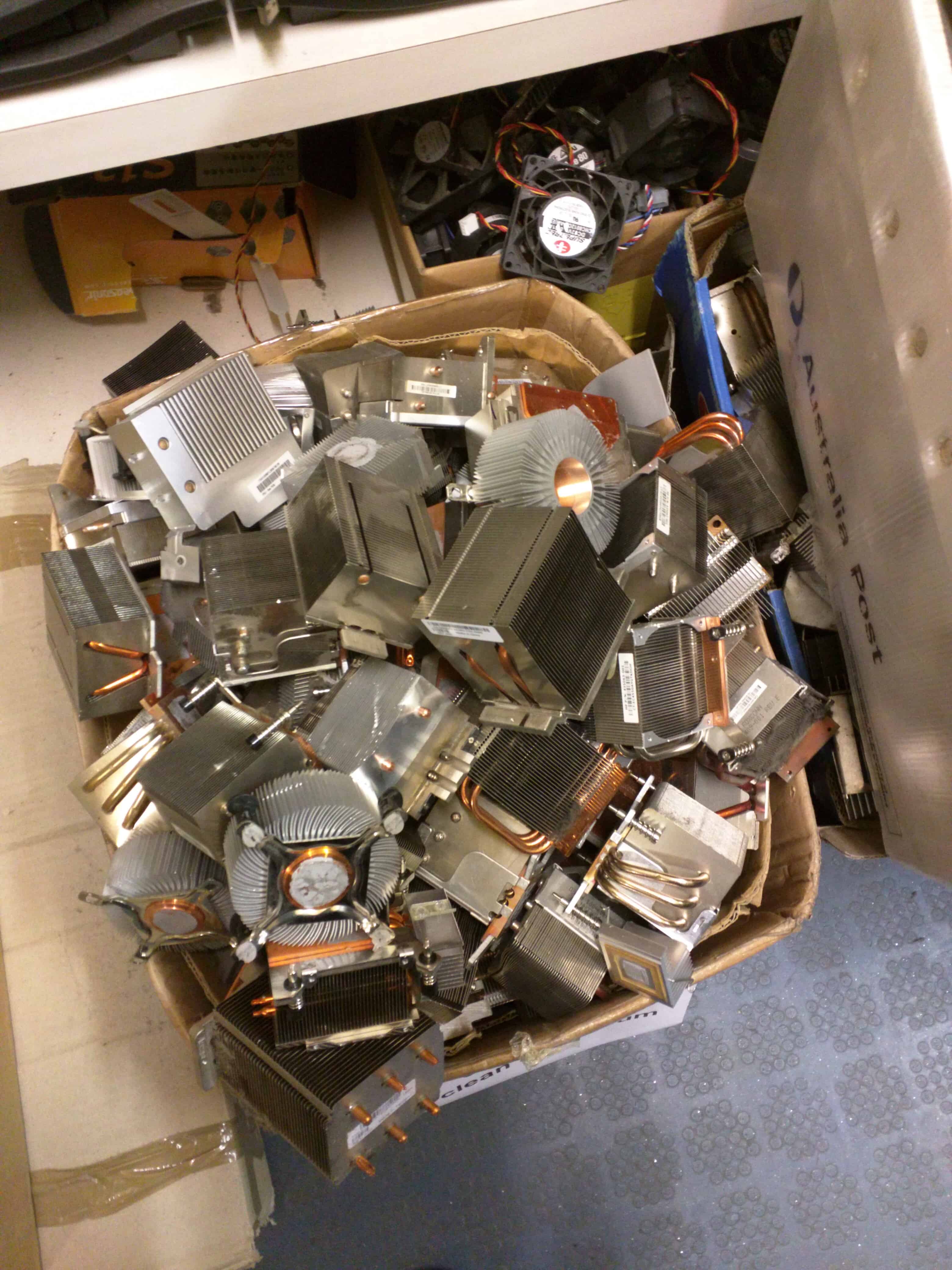 Heatsinks sorted for scrap recycling