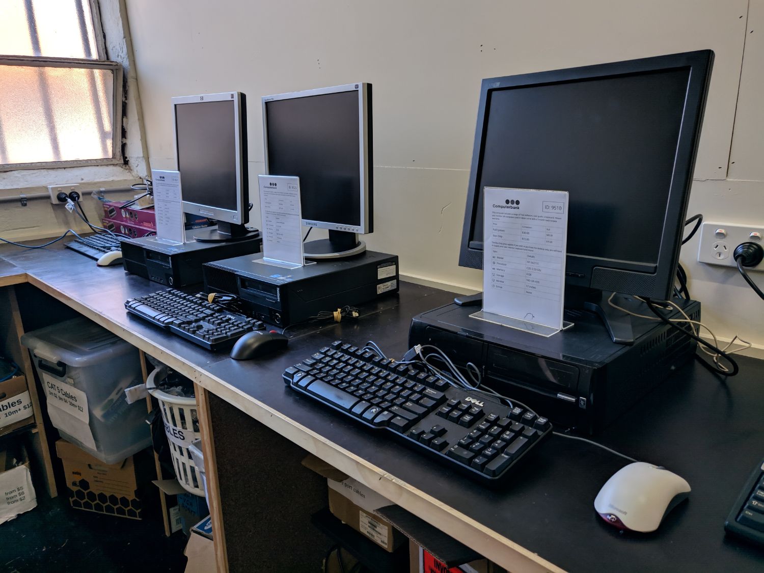 Desktops on display in the shop